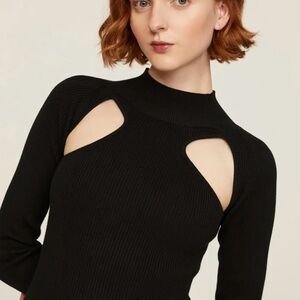 EUC Astr Black Ribbed Knit Mock Neck Dress